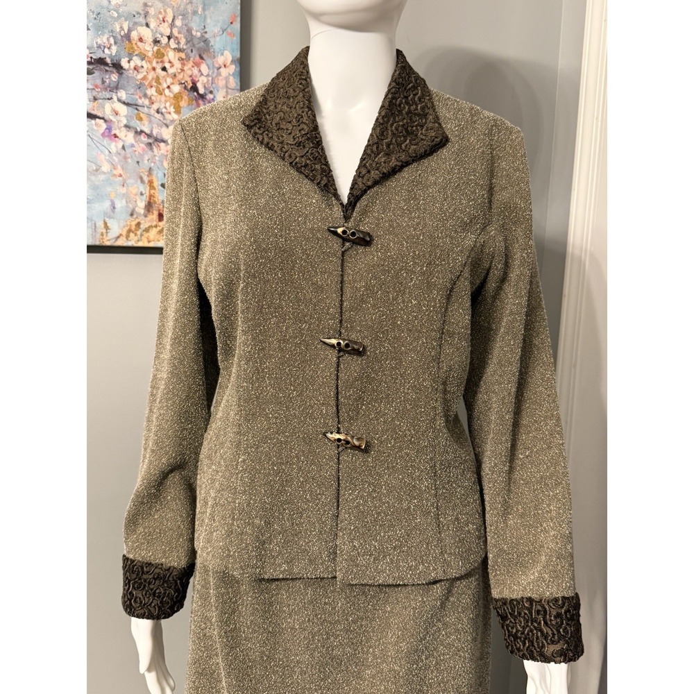 VTG Danny & Nicole Tan/Brown 2 PC WMNS Sz 8P Dress Suit Retro 90sAcademia Office